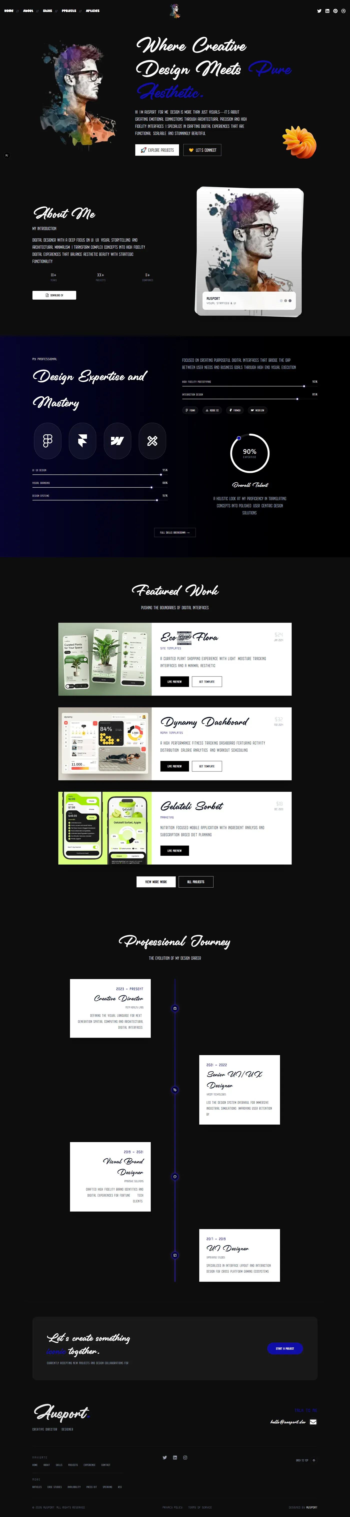 Ausport — Creative Director Portfolio & Template Store — interface screenshot