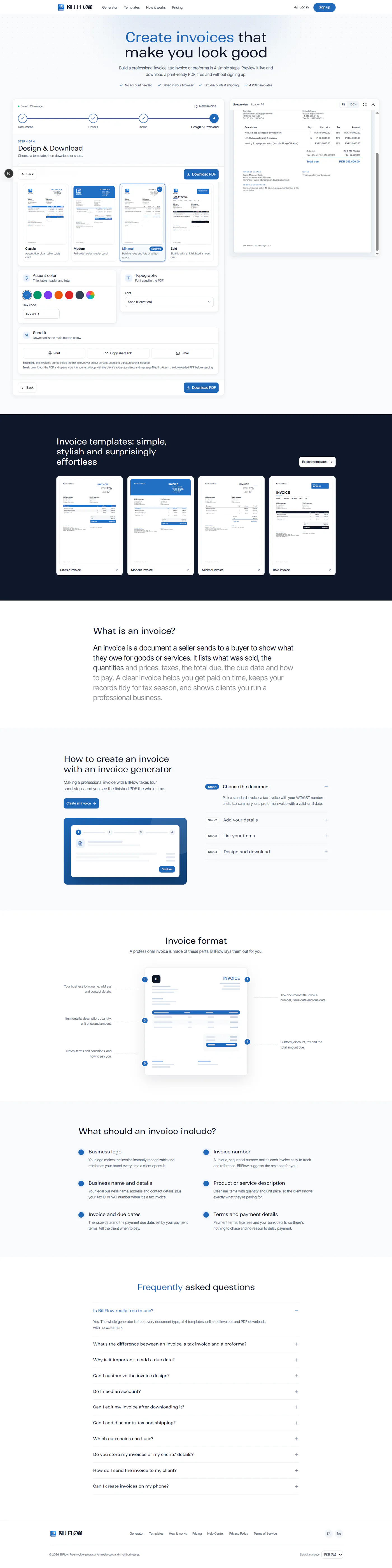 BillFlow — Free Invoice Generator — interface screenshot