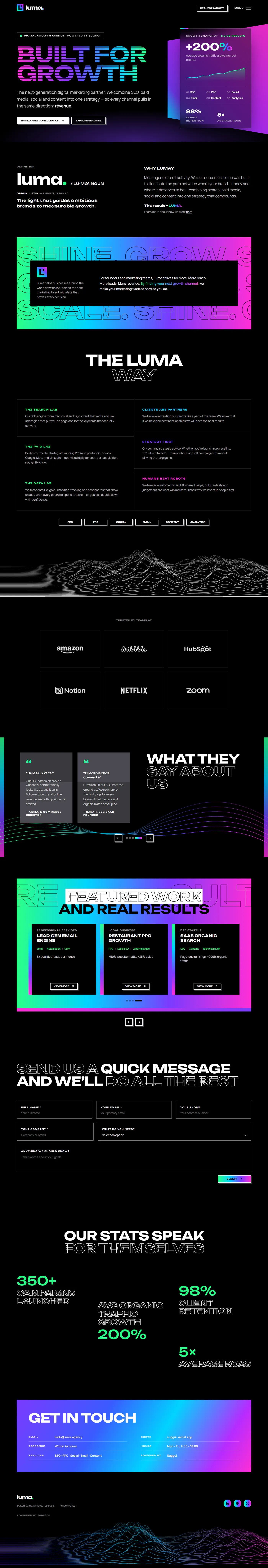 Luma — Digital Marketing Agency Landing Page — interface screenshot