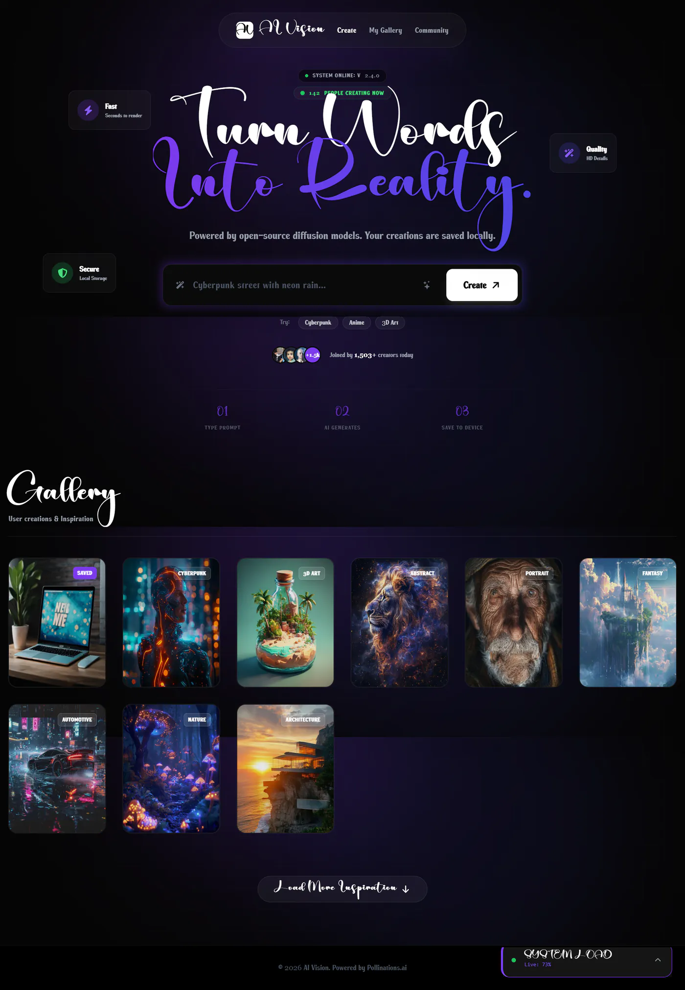 Neuro Noir — AI Image Generator — interface screenshot